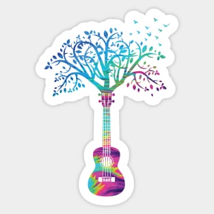 Ukulele Tree Colorful Texture Sticker